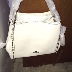 NWT coach chalk Edie purse pebbled leather